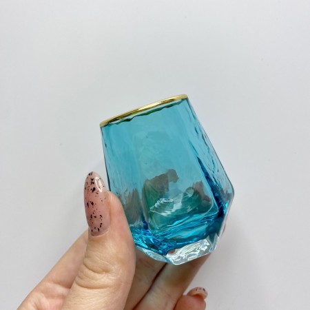 Чарка блакитного кольору із золотим обідком 1 шт 55 мл A-Plus 9033-1