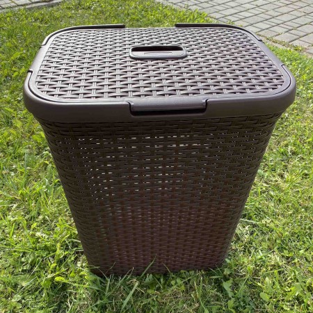 Корзина для білизни 50 л 55*43*32 см "Ротанг" Алеана 122098 темно-коричнева