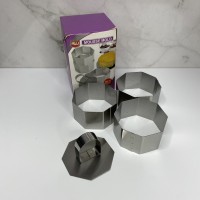 Набір форм для салату із пресом 3 шт  Шестикутник  нержавіюча сталь SNS ММ-724 YR1819-9