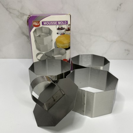 Набір форм для салату із пресом 3 шт  Шестикутник  нержавіюча сталь SNS ММ-724 YR1819-9