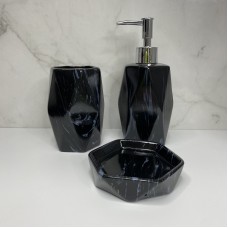 Набір аксесуарів для ванної кімнати 3 предмети Чорний мармур Bona Di 851-318