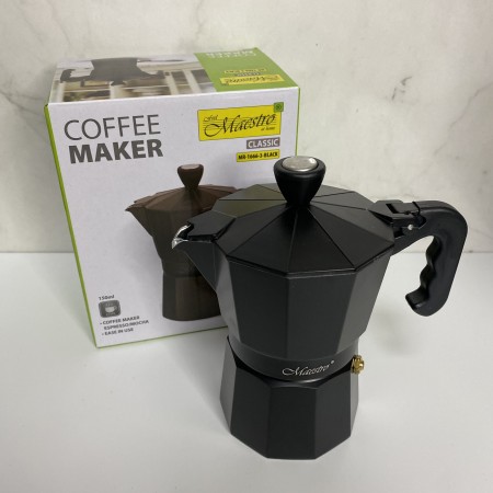 Гейзерна кавоварка алюмінієва 150 мл Maestro MR-1666-300-2 Black