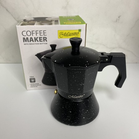 Гейзерна кавоварка алюмінієва 150 мл Maestro MR-1667-300 Black