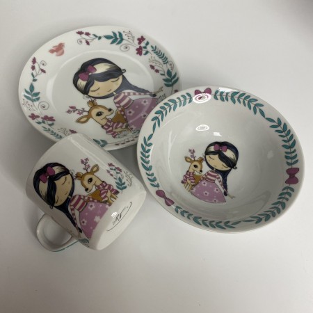 Набір порцелянового дитячого посуду Fairy 3 предмети Limited Edition C679