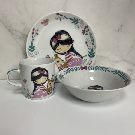 Набір порцелянового дитячого посуду Fairy 3 предмети Limited Edition C679