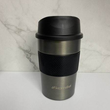 Термочашка із нержавіючої сталі з TPR вставкою 360 мл Kamile KM-2150 графіт