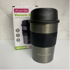 Термочашка із нержавіючої сталі з TPR вставкою 360 мл Kamile KM-2150 графіт