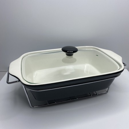 Марміт керамічний прямокутний 34 см 2,2 л з металевою підставкою Maestro MR-11361-73