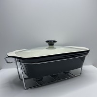 Марміт керамічний прямокутний 34 см 2,2 л з металевою підставкою Maestro MR-11361-73