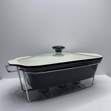 Марміт керамічний прямокутний 34 см 2,2 л з металевою підставкою Maestro MR-11361-73