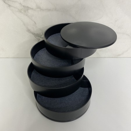 Скринька для зберігання ювелірних виробів та біжутерії чорна 4 відділення A-Plus 546687