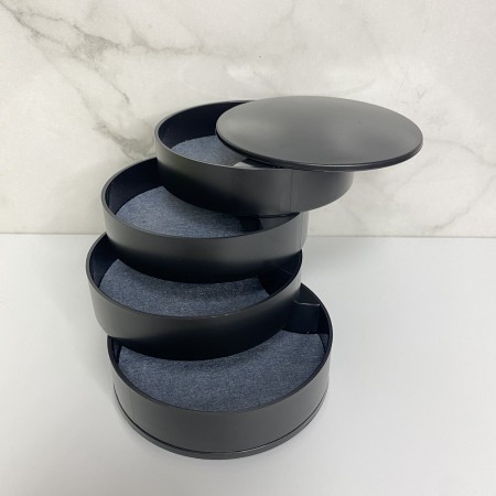 Скринька для зберігання ювелірних виробів та біжутерії чорна 4 відділення A-Plus 546687