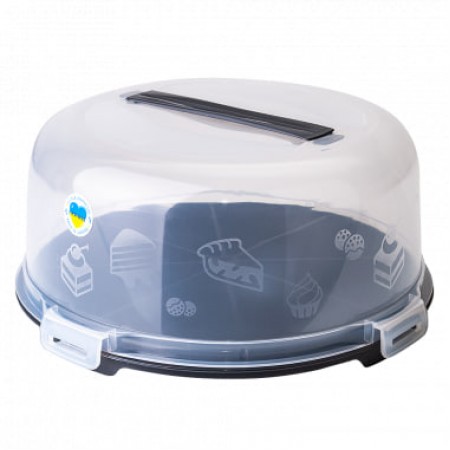 Тортівниця з кришкою 34 х 15 см Алеана 169056 граніт/прозора