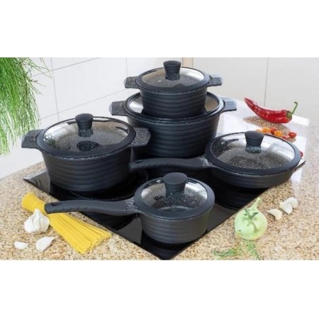 Набір посуду алюмінієвий з мармуровим антипригарним покриттям 10 предметів Edenberg EB-9185