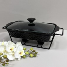 Марміт керамічний на металевій підставці 1,4 л 30,5х17,5х6 см Kamille KM-6420 чорний