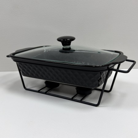 Марміт керамічний на металевій підставці 1,4 л 30,5х17,5х6 см Kamille KM-6420 чорний