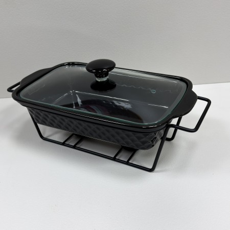 Марміт керамічний на металевій підставці 1,4 л 30,5х17,5х6 см Kamille KM-6420 чорний