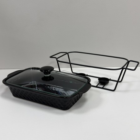 Марміт керамічний на металевій підставці 1,4 л 30,5х17,5х6 см Kamille KM-6420 чорний