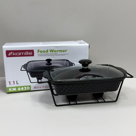 Марміт керамічний на металевій підставці 1,4 л 30,5х17,5х6 см Kamille KM-6420 чорний