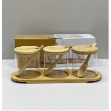 Набір банок для сипучих з ложками на бамбуковій підставці 3 шт 350 мл Viva Bamboo 70650