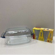 Каструля скляна прямокутна 5,8 л + набір чашок для латте 2 шт 400 мл Termisil PN SP 580B-CAF