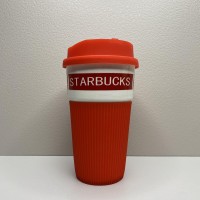 Стакан керамічний з силіконовою кришкою 400 мл Starbucks 9703 червоний з білим