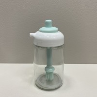 Ємність для олії з силіконовим пензликом скляна 250 мл A-Plus OB-25/6256  прозора з бірюзовим