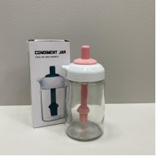 Ємність для олії з силіконовим пензликом скляна 250 мл A-Plus OB-25/6256  прозора з рожевим