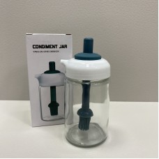 Ємність для олії з силіконовим пензликом скляна 250 мл A-Plus OB-25/6256  прозора з зеленим