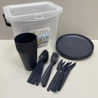 Набір посуду для пікніка пластиковий на 6 персон Akay Plastik AK519 сірий