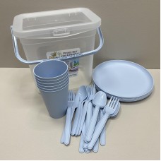 Набір посуду для пікніка пластиковий на 6 персон Akay Plastik AK519 блакитний