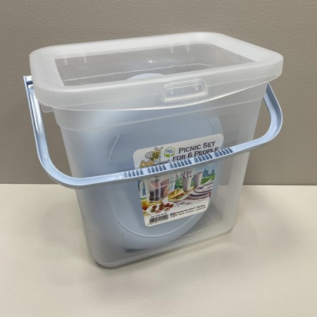 Набір посуду для пікніка пластиковий на 6 персон Akay Plastik AK519 блакитний