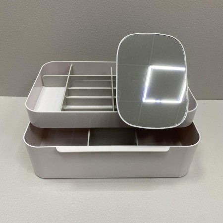 Органайзер для косметики з дзеркалом пластиковий 29,7*18,4*12,1 см A-Plus 75005