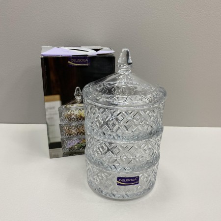Цукерниця з кришкою скляна 13*23 см Olens O102-287