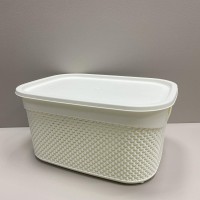 Корзина пластикова з кришкою 33*24*16,5 см 9 л Ucsan Plastik М-1164 біла