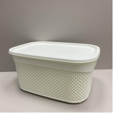 Корзина пластикова з кришкою 33*24*16,5 см 9 л Ucsan Plastik М-1164 біла