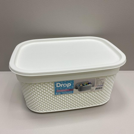 Корзина пластикова з кришкою 33*24*16,5 см 9 л Ucsan Plastik М-1164 біла
