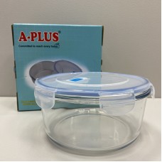 Контейнер скляний з пластиковою кришкою для зберігання і випікання 1900 мл A-Plus 4011