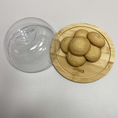 Блюдо-сирниця бамбукове з акриловою кришкою 19,5*19,5*8 см Eurogold 7016102487