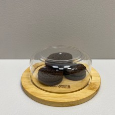 Блюдо-сирниця бамбукове з акриловою кришкою 15,5*15,5*6,5 см Eurogold 7016102486