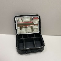 Косметичка-органайзер зі штучної шкіри з дзеркалом LED-підсвітка 9228 чорна