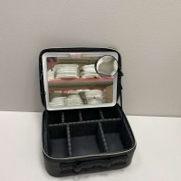 Косметичка-органайзер зі штучної шкіри з дзеркалом LED-підсвітка 9228 чорна