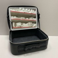 Косметичка-органайзер зі штучної шкіри з дзеркалом LED-підсвітка 9228 чорна