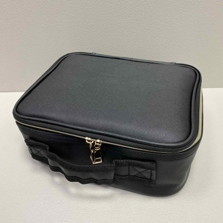 Косметичка-органайзер зі штучної шкіри з дзеркалом LED-підсвітка 9228 чорна