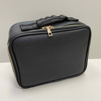 Косметичка-органайзер зі штучної шкіри з дзеркалом LED-підсвітка 9228 чорна