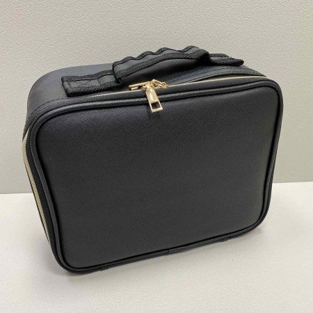 Косметичка-органайзер зі штучної шкіри з дзеркалом LED-підсвітка 9228 чорна