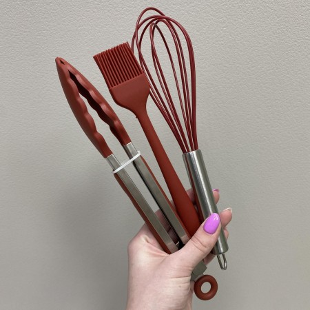 Набір кухонного приладдя силіконовий 5 предметів A-PLUS 1962 бордовий