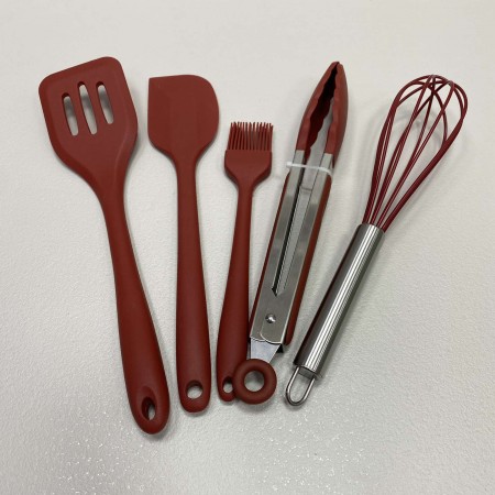 Набір кухонного приладдя силіконовий 5 предметів A-PLUS 1962 бордовий