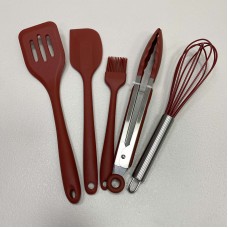 Набір кухонного приладдя силіконовий 5 предметів A-PLUS 1962 бордовий