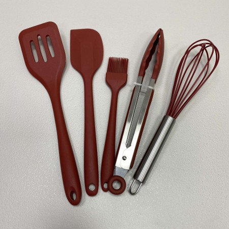 Набір кухонного приладдя силіконовий 5 предметів A-PLUS 1962 бордовий
